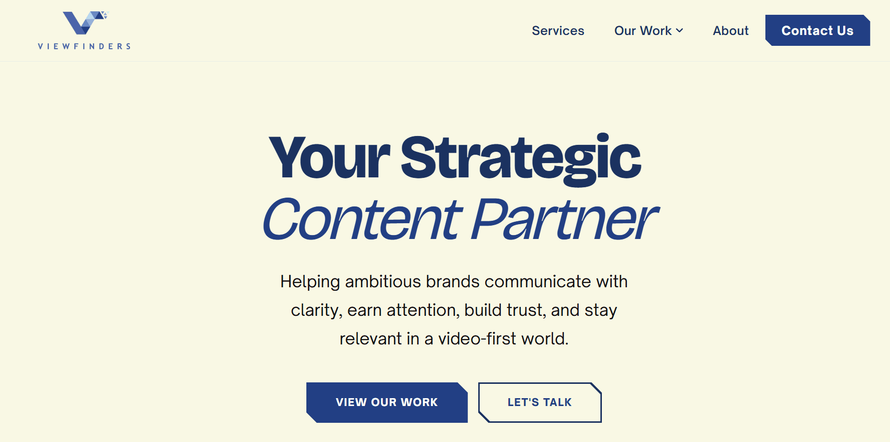 ViewFinders Studio website homepage screenshot